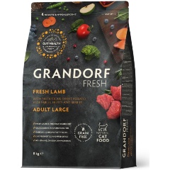 Изображение товара Корм сухой Grandorf Fresh, свежее мясо ягненка с бататом для крупных кошек, 8 кг