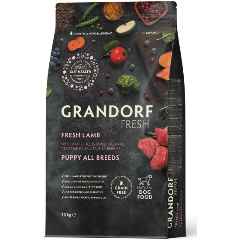 Изображение товара Корм сухой Grandorf Fresh, беззерновой с живыми пробиотиками, свежее мясо ягненка с бататом для щенков, 10 кг