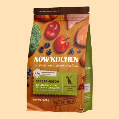 Изображение товара Корм сухой NOW'KITCHEN беззерновой, для взрослых собак со свежей индейкой, уткой, лососем, 400 г