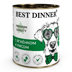 Изображение товара Корм влажный Best Dinner Premium Меню №5 "С ягненком и рисом" для взрослых собак и щенков с 6 мес. , 340 г.