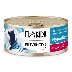 Изображение товара Корм влажный FLORIDA Hypoallergenic для собак при пищевой аллергии, с кониной, 100 г