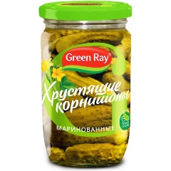 Изображение товара Корнишоны Green Ray маринованные 720 мл - хрустящие кисло-сладкие овощи