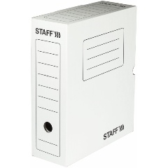 Изображение товара Короб архивный с клапаном А4 (260х325 мм), 100 мм, до 900 листов, микрогофрокартон, БЕЛЫЙ, STAFF, 128863