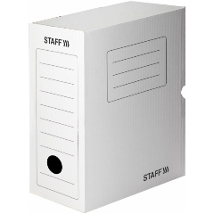 Изображение товара Короб архивный с клапаном А4 (260х325 мм), 150 мм, до 1400 листов, микрогофрокартон, БЕЛЫЙ, STAFF, 128866