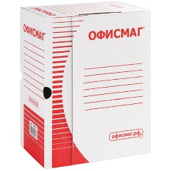 Изображение товара Короб архивный с клапаном А4 (260х325 мм), 150 мм, до 1400 листов, плотный, микрогофрокартон, БЕЛЫЙ, ОФИСМАГ, 123018