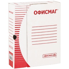 Изображение товара Короб архивный с клапаном А4 (260х325 мм), 75 мм, до 700 листов, плотный, микрогофрокартон, БЕЛЫЙ, ОФИСМАГ, 123017