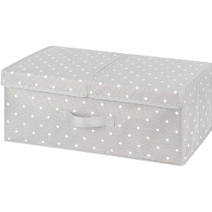 Изображение товара Складной короб для хранения EL Casa 50х30х20 см серый горошек двух крышек
