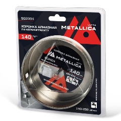Изображение товара Коронка алмазная METALLICA Ultra 140х70 мм, #46, с сверлом, по керамограниту, плитке, в блистере.
