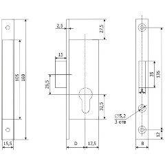 Изображение товара Корпус узкопрофильного замка ГАРДИАН PROFI 25.01.16 /123:222/