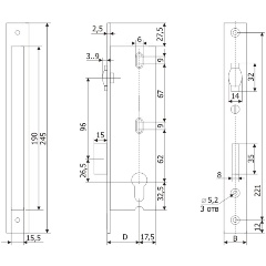 Изображение товара Корпус узкопрофильного замка с регулируемой роликовой защелкой ГАРДИАН PROFI 35.11P.16 /123:242/