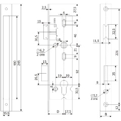 Изображение товара Корпус узкопрофильного замка с защёлкой ГАРДИАН PROFI 25.11.16 /123:252/