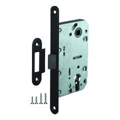 Изображение товара Корпус врезного замка c защёлкой PLASTLP85-50 ВL черный AJAX