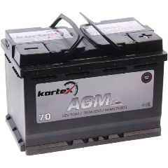 Изображение товара Аккумулятор KORTEX AGM, 190x175x278, обратная полярность, 70 Ач, 6СТ70(0) AGM570901