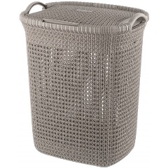 Изображение товара Корзина для белья 37 л 39x31,5x50 см с крышкой EL Casa Паола (латте)