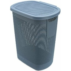 Изображение товара Корзина для белья HOBBY LIFE NICKEL синяя 58л 36.1x47.4x57.6см с крышкой (HL081021CB)