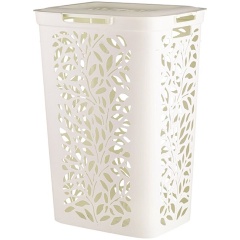 Изображение товара Корзина для белья ПОЛИМЕРБЫТ Leaves 60л 440х340х635мм молочный (434890700)