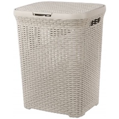 Изображение товара Корзина для белья Violet Ротанг латте, с крышкой, 60 л