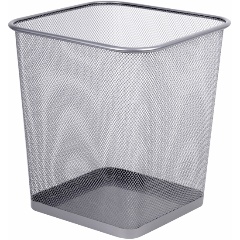 Изображение товара Корзина для бумаг квадратная 14 литров, BRAUBERG "Germanium", металл, серебро, 237976