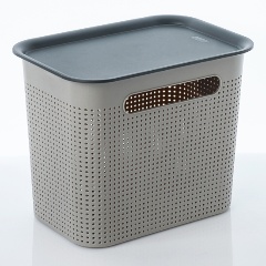 Изображение товара Органайзер для хранения Rotho Brisen 7л узкая с крышкой и ручками коричневый или серый