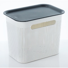 Изображение товара Корзинка органайзер для хранения, узкая, с крышкой и ручками Rotho Brisen 7 литров белый /антрацит