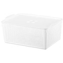 Изображение товара Корзинка с крышкой Лофт белая 39,5x27,2x16,8 см 13 л для хранения