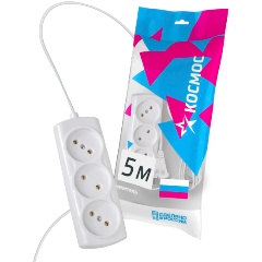 Изображение товара Удлинитель Космос 3х5м 6А IP20 ШВВП 2х0.75, YKsm5m-3g(6A)E