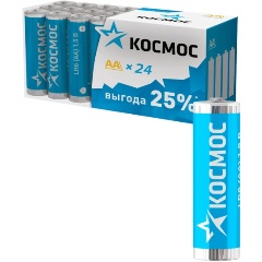 Изображение товара Алкалиновые батарейки Космос AA/LR6 24 шт пластиковая коробка