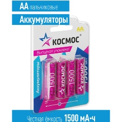 Изображение товара Набор аккумуляторов Космос R6 NI -MH 1500mah, 4 шт