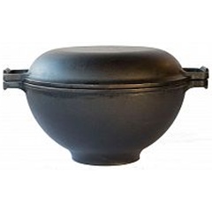 Изображение товара Котел Камская Посуда литой чугунный с дужкой с крышкой-сковородой 3 л, 24 см (к33д)