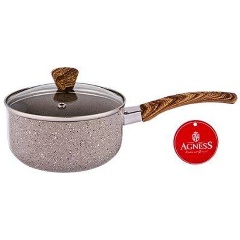 Изображение товара Ковшик AGNESS "арктик" антип. покр. ручка soft touch и стекл. крышкой 1000 мл 14*7 см