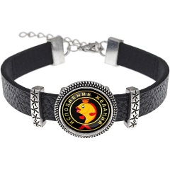 Изображение товара Кожаный браслет АМУЛЕТИКА с изображением золотой рыбки регулировка