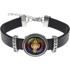 Изображение товара Кожаный браслет АМУЛЕТИКА Ганеша с изображением и регулируемым размером