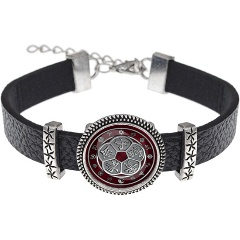 Изображение товара Кожаный браслет АМУЛЕТИКА с изображением 18 мм Талисман 5 благ регулируемый