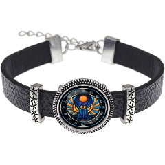 Изображение товара Кожаный браслет АМУЛЕТИКА с крылатым скарабеем регулируемый