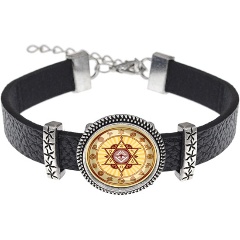 Изображение товара Кожаный браслет АМУЛЕТИКА с изображением Звезды Давида регулируемый
