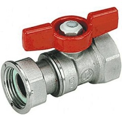 Изображение товара Кран шаровой Giacomini 3/4"x3/4" В-В с накидной гайкой хромированный с красной рукояткой бабочка