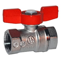 Изображение товара Кран шаровой Giacomini, R251D, стандартный проход, 1 1/4", ВВ, ручка-бабочка красная, латунь, хромированный
