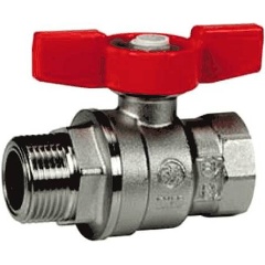 Изображение товара Кран шаровой Giacomini, R854, полнопроходной, 3/4", ВН, ручка-бабочка красная, латунь, хромированный