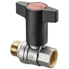 Изображение товара Кран шаровой Oventrop, Optibal, полнопроходной, DN-40, 1 1/2", НВ, PN, бар-16, ручка-пластмассовая, удлинённая антрацит, латунь, никелированный