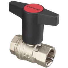 Изображение товара Кран шаровой Oventrop, Optibal, полнопроходной, DN-40, 1 1/2", ВВ, PN, бар-16, ручка-пластмассовая, удлинённая антрацит, латунь, никелированный