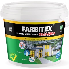 Изображение товара Фасадная краска Farbitex, акриловая, 1,1 кг/0,67 л, белая