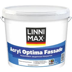 Изображение товара Фасадная краска Linnimax Acryl Optima Fassade, матовая, база 1, белая, 9 л