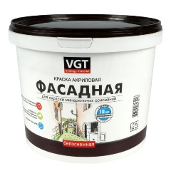 Изображение товара Фасадная краска VGT (ВГТ) ВД-АК-1180, белоснежная, 7 кг