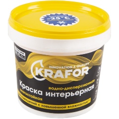 Изображение товара Краска водно-дисперсионная интерьерная влагостойкая Krafor, латексная, 1,5 кг, белая