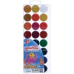 Изображение товара Краски акварельные ЛУЧ "Zoo", 24 цветов, медовые, без кисти, пластиковая коробка, 29С 1692-08