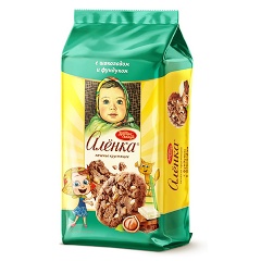 Изображение товара Печенье «Аленка» хрустящее с фундуком и шоколадными дропсами 170 г