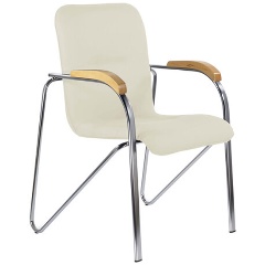 Изображение товара Кресло для приемных и переговорных BRABIX "Samba CF-103", хром, бук (D-1), к/з бежевый, собрано, 532757