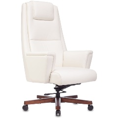 Изображение товара Кресло руководителя Бюрократ _DUKE белый кожа крестовина металл/дерево