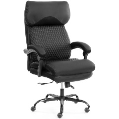 Изображение товара Кресло руководителя TetChair Chief metalBL кож/зам/ткань, черный/черный стеганный/черный