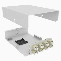Изображение товара Кросс оптический TopLAN, настенный, 16 LC/UPC адаптеров, MM (50/125), укомплектованный (КРНМ-Top-16LC/U-OM2-GY)